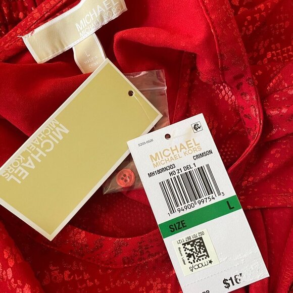 MICHAEL Michael Kors Red Metallic Animal Print Cold-Shoulder Dress NWT $Women's - Picture 10 of 13